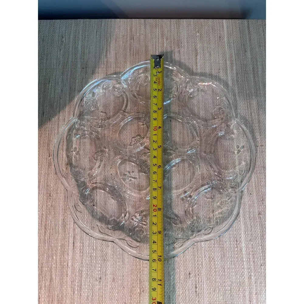 Vintage Anchor Hocking “Savannah Clear” Embossed Glass Deviled Egg Plate